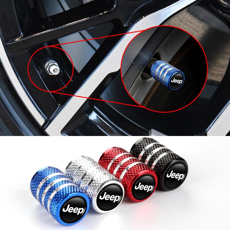 Car Dustproof Caps Tire Wheel Stem Air Valve Caps For Jeep Cherokee Compass Patriot Renegade Wrangler Liberty Trailhawk Rubicon MWGHF1