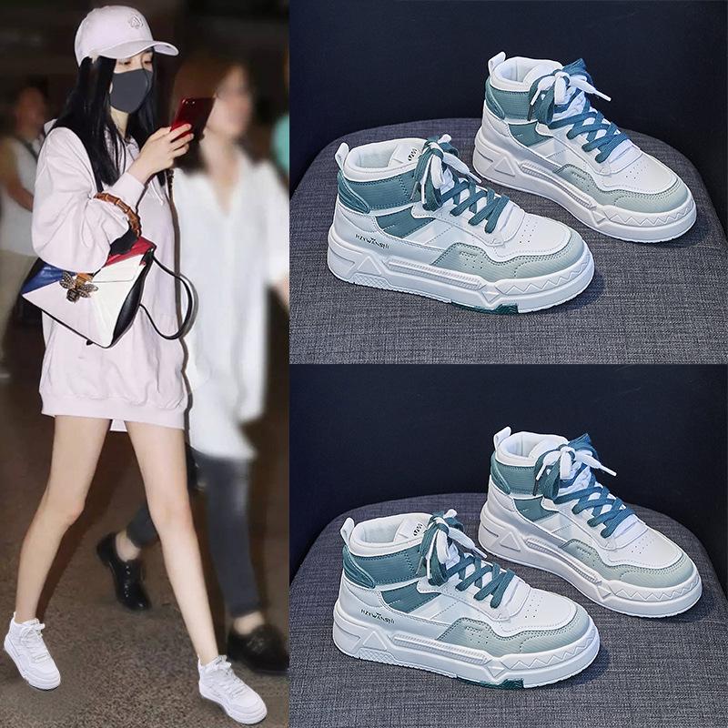 Мода Новинка в повседневной обуви Женские ботильоны Высокие женские кроссовки Плоские туфли на шнуровке Женские туфли на платформе Белые короткие женские ботильоны