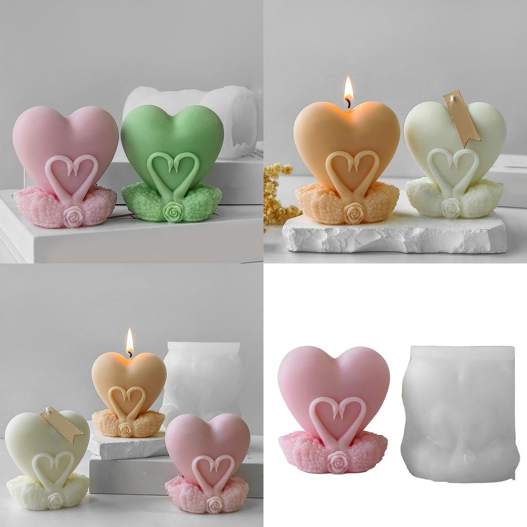 Многоцелевая очаровательная 3D-форма в виде сердца лебедя, прочная, портативная, для изготовления фигурок из смолы и гипса, для украшения дома