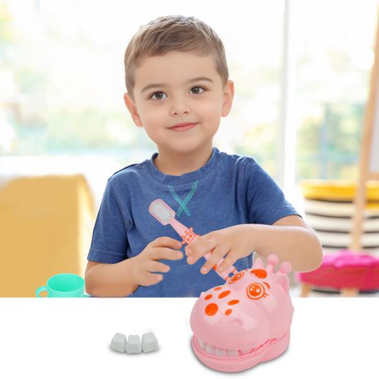 Детский стоматологический игровой набор Интерактивная модель зубов со зубной щеткой Забавная игрушка-стоматолог в форме жирафа для ролевых игр Обучение гигиене полости рта