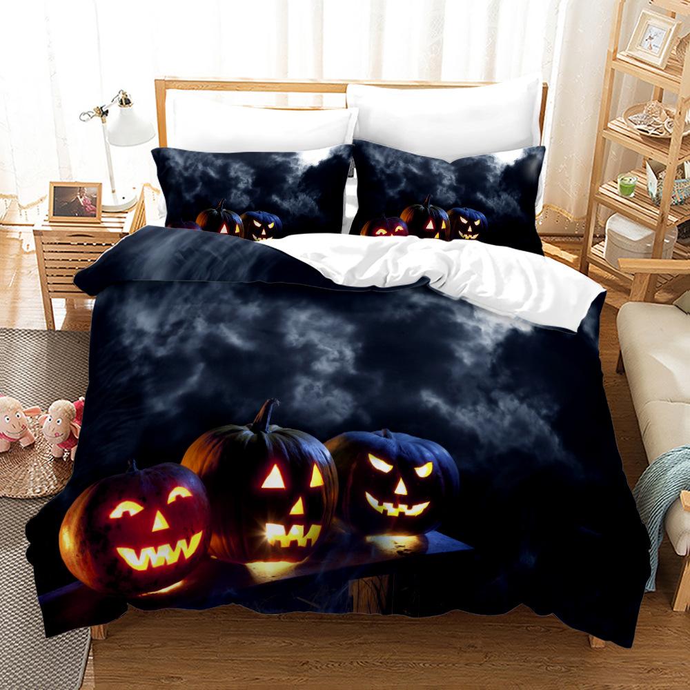 3D Halloween Bedding Set Pumpkin Ghost Quilt Cover Pillow Case 2 or 3 Pieces DE135 * 200 Halloween Atmosphere Decoration Soft Home Decoration