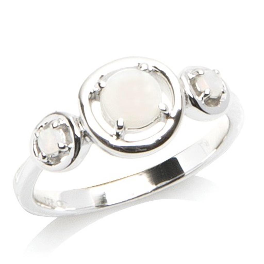 Серебряное кольцо "Богиня Опал" Серебристо-белое (родиевое покрытие) - 17х8 мм