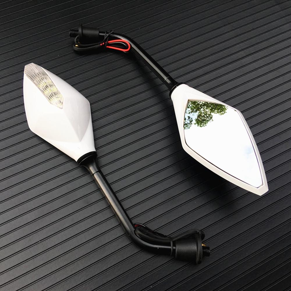 2Pcs/Pair Motorcycle LED Turn Signals Rearview Mirror Scooter E-Bike Rear View Mirrors Back Side Convex Mirror
