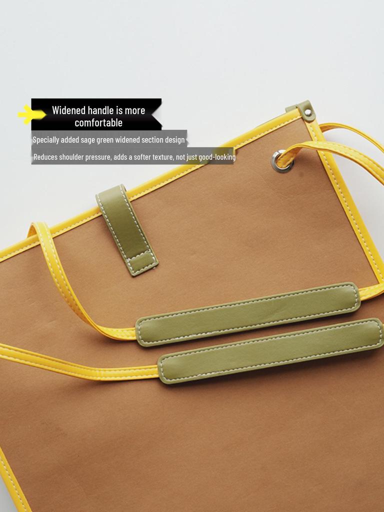 Сумка-тоут 2025 года с цветовыми блоками - Большая вместимость, Легкая сумка на плечо из крафт-бумаги для весны/лета, Женская повседневная сумка для поездок на работу