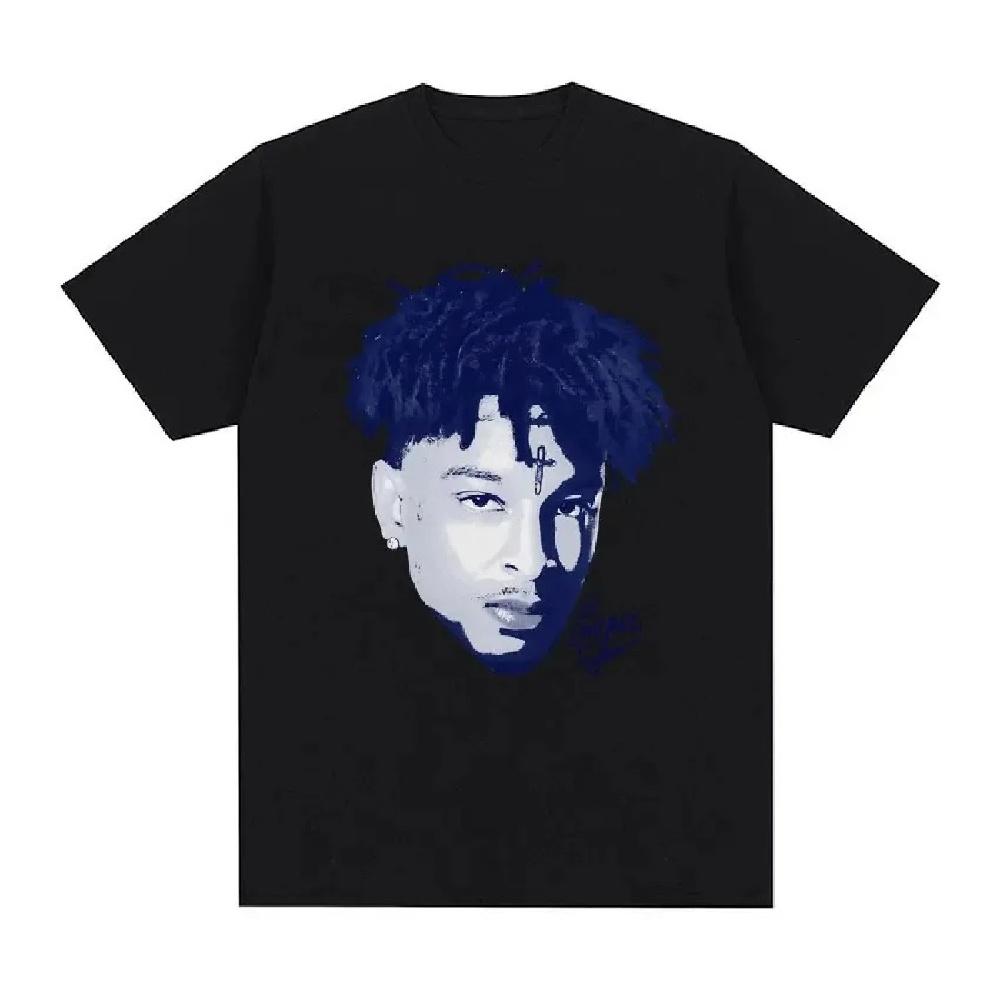 21 SAVAGE Концертные рэп-футболки Редкие Хип-хоп тур Джамбо лицо Канье Дрейк Her Loss Футболки Винтажная оверсайз футболка Уличная одежда