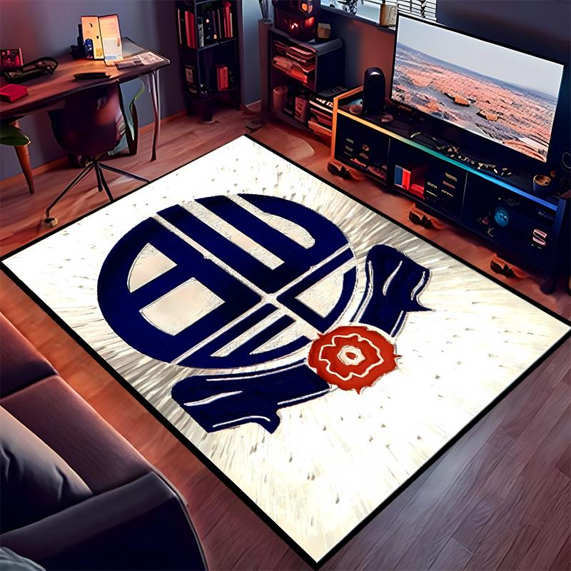 1pc Bolton Wanderers FC LOGO Print Area Rug - Soft,Washable Non-Slip Indoor Mat for Office Chairs,Living Room,Home Office Decorative Rug