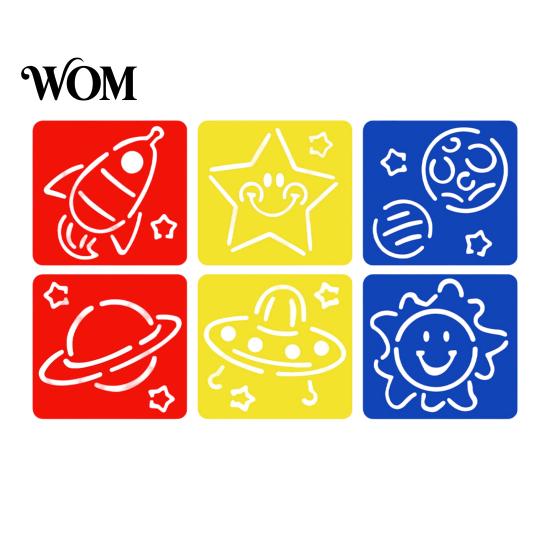 Reusable Paint Stencil 6 Pcs Painting Template Stencils, 5.5x5.9 Inch Washable DIY PP Plastic Art Stencils for Wood Paper Fabric, Home Decor