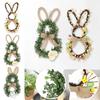 Artificial Easter Wreath For Front Door,Bunny Wreath With Bow Eggs And Flowers For Wall Window Easter Decorations