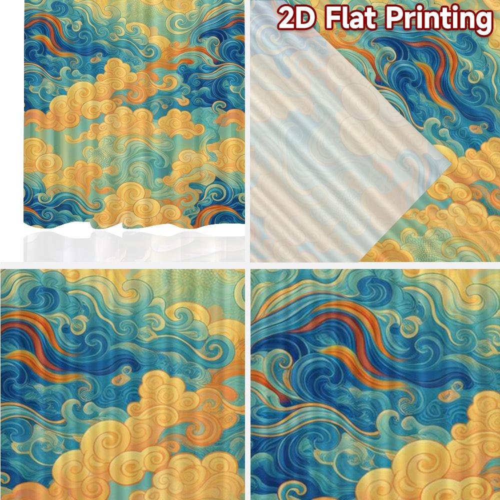 2D FLAT PRINTING 2pcs Curtains (Without Rod) Colorful Swirling Clouds Modern Modern Curtains Machine Washable Fabric Curtains