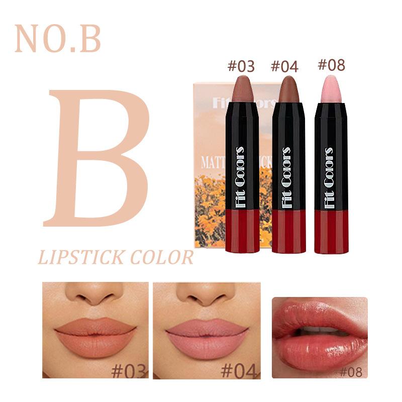 Ручка для губной помады Fit Colors, три веточки из 2 матовых помад + комбинированный набор увлажняющих помад