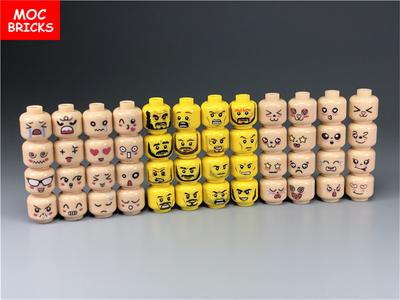 Набор MOC Кубики Мальчики и Девочки Милое Лицо с Бородой Выражение Лица Фигурка Голова Развивающие Конструкторы Игрушки Идеально Для Подарка Детям