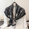 Luxury Design Flowers Printed Twill Silk Scarf Square Scarves Lady Wraps Kerchief Woman Neck Shawl Wraps Echarpes 90CM Bandana
