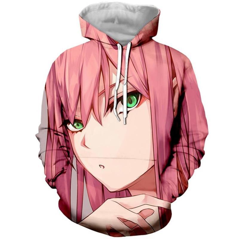 2024 весенне-осенние повседневные толстовки ZERO TWO Anime Darling in the FranXX толстовка с капюшоном с 3D принтом Harajuku модный пуловер