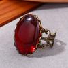 New Gothic Vampire Red Crystal Open Rings for Woman Girls Mystery Witch Jewelry Accessories Personalized Black Ring Party Gifts