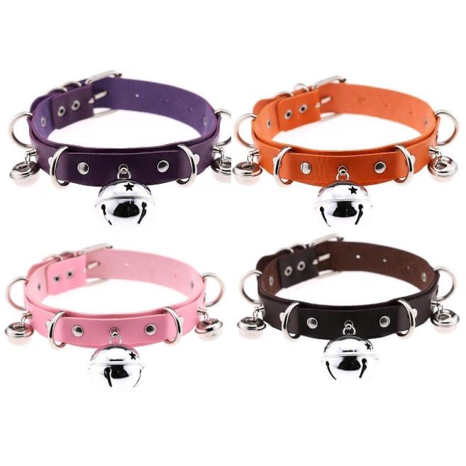 Pleather Cat Bell Collar Kitten Play Leather Collars & Leashes
