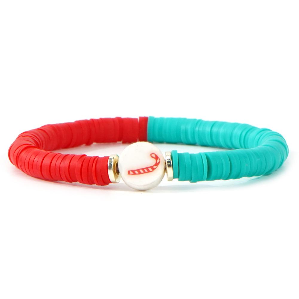 European & American Style Polymer Clay Bead Bracelet: Santa, Snowflake, Christmas Tree Elastic Design