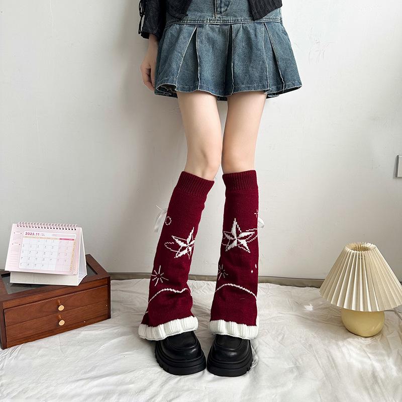 Y2K Style Ribbon Socks with Drawstrings - Lolita & JK Calf Pile Leg Covers
