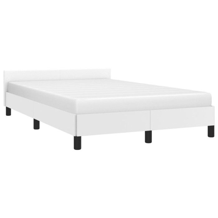 VidaXL Bed Frames with Headboard, Upholstered Bed with Slatted Base, Double Bed with Footboard, Adult Bed, Modern, White 379542