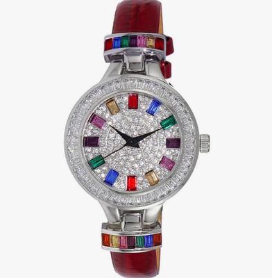 Женские часы Adee Kaye Gems Collection с кристальными акцентами, многоцветным циферблатом из австрийских камней, кварцевые AK2522-LCRD
