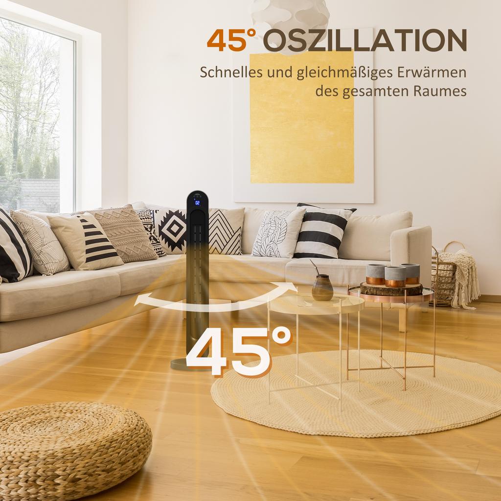 Electric Heater, 3 Modes, 12-Hour Timer, LED Display, Oscillation Function