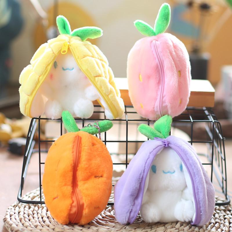Adorable Fruity Rabbit Plush Keychain Cute Pineapple Grape Strawberry Carrot Dolls
