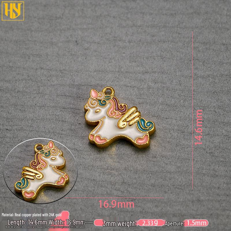 Позолоченный чистой медью кулон-шарм 'Единорог Года Лошади' для изготовления украшений своими руками