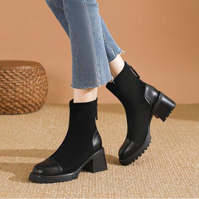 Женские ботинки Мартина на высоком каблуке в британском стиле 2024 новые осенне-зимние полусапоги на толстой подошве, ретро ботильоны на толстом каблуке