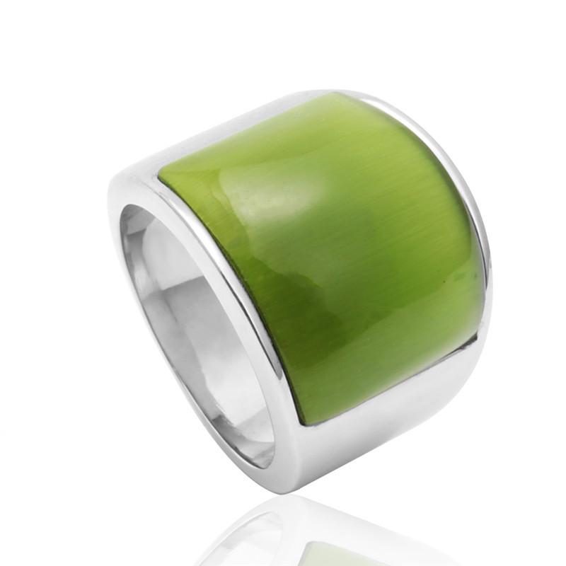 Ювелирное кольцо из нержавеющей стали с разноцветными драгоценными камнями, кольцо с черным агатом для мужчин и женщин, кольцо из титановой стали с разноцветными крупными драгоценными камнями