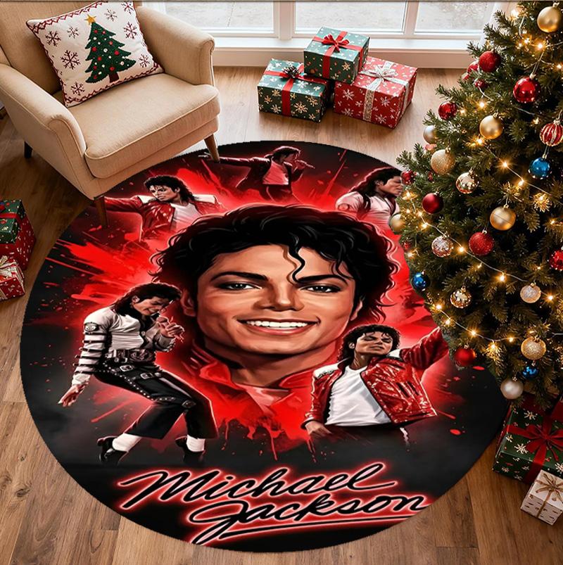 Michael Jackson Pattern Round Rug, Indoor/Outdoor Mat, for Picnic, Gameroom, Bedroom, Office, Living Room, Home Decor Carpet, Birthday Gift