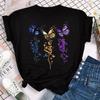 Women's Colorful Butterfly Petal Print T-shirt Short-sleeved Round Neck Cute Graphic Top
