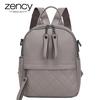 Zency Fashion Women Backpack 100% Genuine Leather Elegant Black Daily Holiday Knapsack Casual Travel Bags Girl's Schoolbag Grey