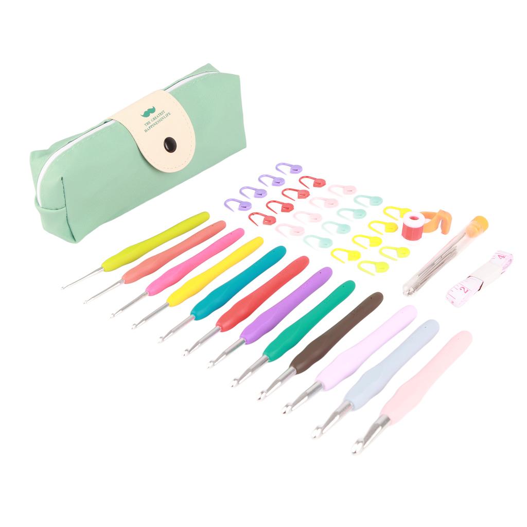 46pcs Crochet Hook Set with Workbag Colored Easy To Identify Ergonomic Crochet Needle Knitting Hook