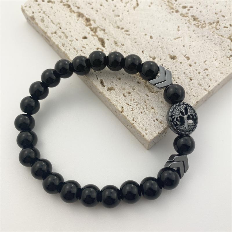 New Life Tree Bracelet For Men Women Natural Tiger Eyes Obsidian Stone Bracelet Aromatherapy Essential Oil Diffuser Bracelet Yoga Strand Jewelry