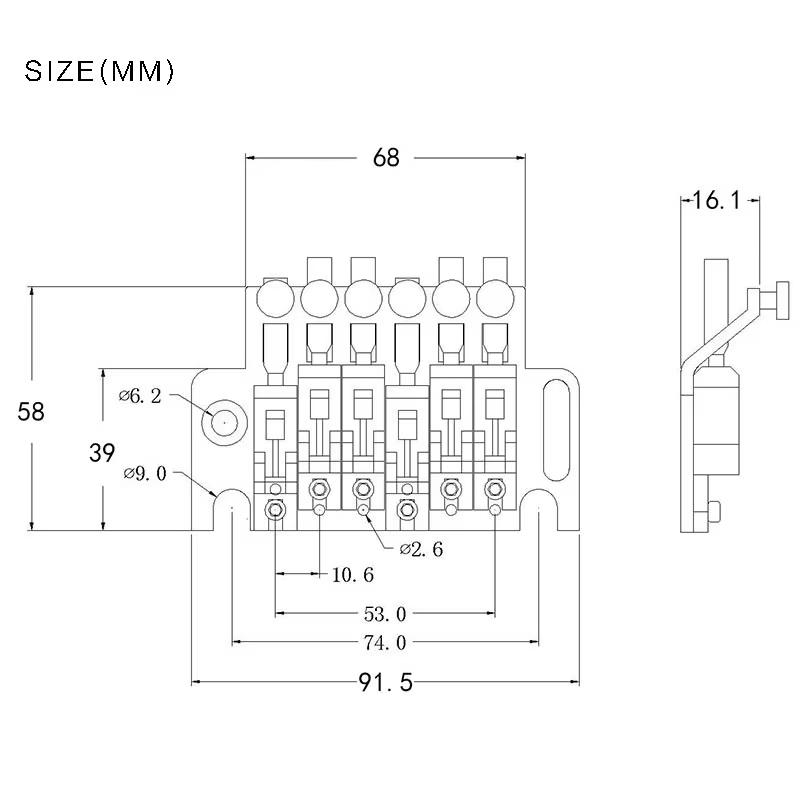 Двухточечная система тремоло-бриджа с рычагом для электрогитары, Цвет Черное Золото Хром, Гитарная Деталь