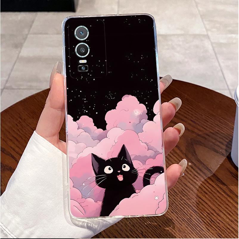 For Vivo Y76 5G Case Clear Luxury Cute Cat Love Heart Rabbit Funny TPU Soft Silicone Phone Cover for Vivo Y76 Y76s V2124 Funda