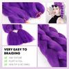 2Pcs 24-Inch Braiding Purple Hair Extension Natural Looking Halloween Costume Cosplay Stage Party Pre Stretched Long Braids Synthetic Hair Extension