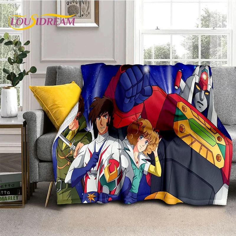 3D Cartoon UFO Robot Grendizer Anime soft Blankets,Keep Warm Flannel Throw Blanket for Picnic Beds Sofa Home Bedroom Gifts Kids