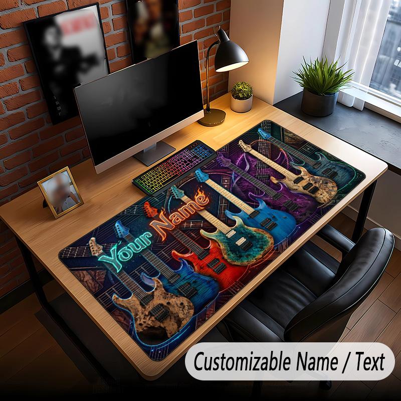 Music Guitar Theme Custom Mouse Pad Personalized With Name Text Customized Desk Mat For Office Home Decor