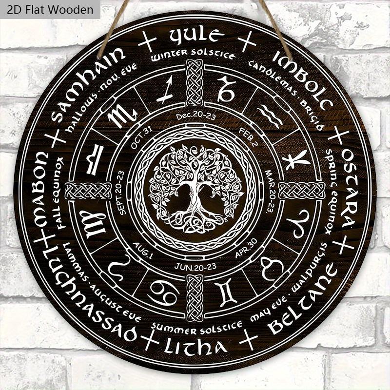 Дерево Жизни Колесо Года Деревянная Табличка, Шабаши Языческая Ведьма Знак, Викканские Праздники Викка Календарь Йоль Алтарь Небесный Знак, Хэллоуин, Рождественский Декор