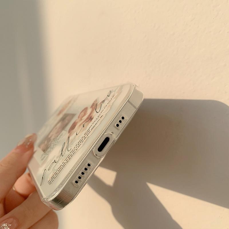 Retro Angel Rose Phone Case Suitable for iPhone 13, iPhone 14, iPhone 15, iPhone 16 Pro Max