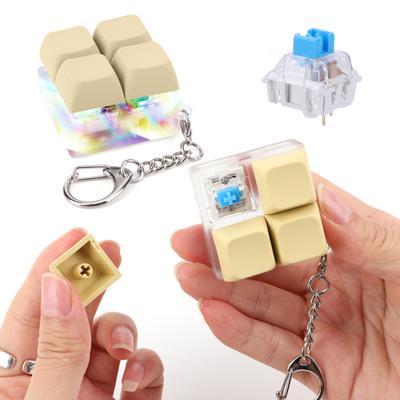Игрушки-клавиатуры для пальцев с 4 кнопками и светодиодной подсветкой, DIY-клавиши-кнопки Fidget, брелок Fidget для подарков, чтобы скоротать скучное время