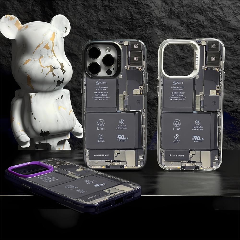 Чехол для телефона с рисунком печатной платы для iPhone 17/16/15/14 Plus/13/12/11 Pro Max Матовый ТПУ Чехол Внутренний рисунок схемы Защитный Чехол
