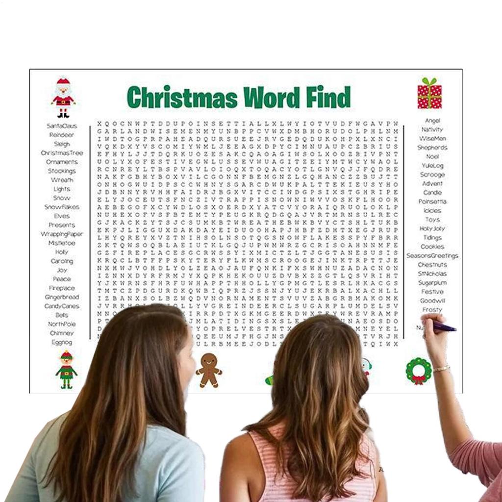 Праздничное веселье Семейное занятие Игра для рождественской вечеринки Гигантский плакат с поиском слов Рождественский плакат с поиском слов Рождественская настенная игра Плакат