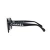 Chanel Солнцезащитные очки в стиле колор-блок с логотипом на заушнике, квадратные, из ацетата, женские, черные