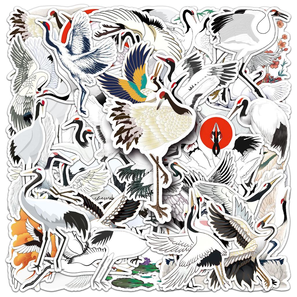 50 Pictures of Crane Graffiti Personalized Ancient Style Animal Cartoon StickerDIY Suitcase Sticker Waterproof