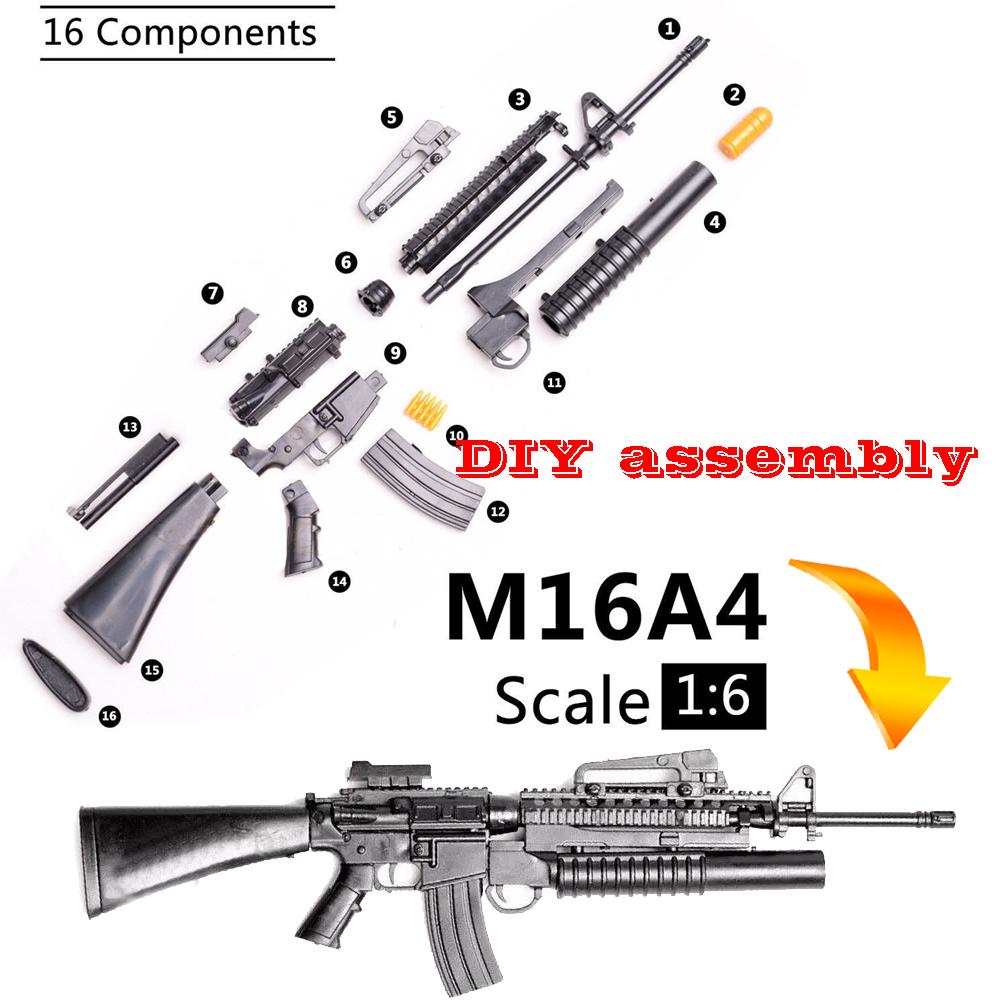 1:6 Масштабная Игрушка Мини Модель Оружия M134 MG42 AK47 98K Винтовка Пазлы Строительные Кубики Сцена Сборки Песочница Игра Игрушка