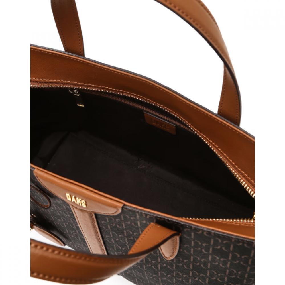 Daks Barnett Dd Pattern Leather Edging Modern Tote Bag Brown Dcba6f862w3