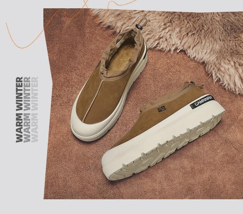 Мужские зимние полуботинки Plus Velvet Warm Cotton Low-Top - Толстая подошва, тренд для активного отдыха, рабочая одежда, 5 сезонов