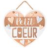 [R2303] - 'Messages' Beige Brown Wooden Plaque (Heart - Little Heart) - 19x18cm
