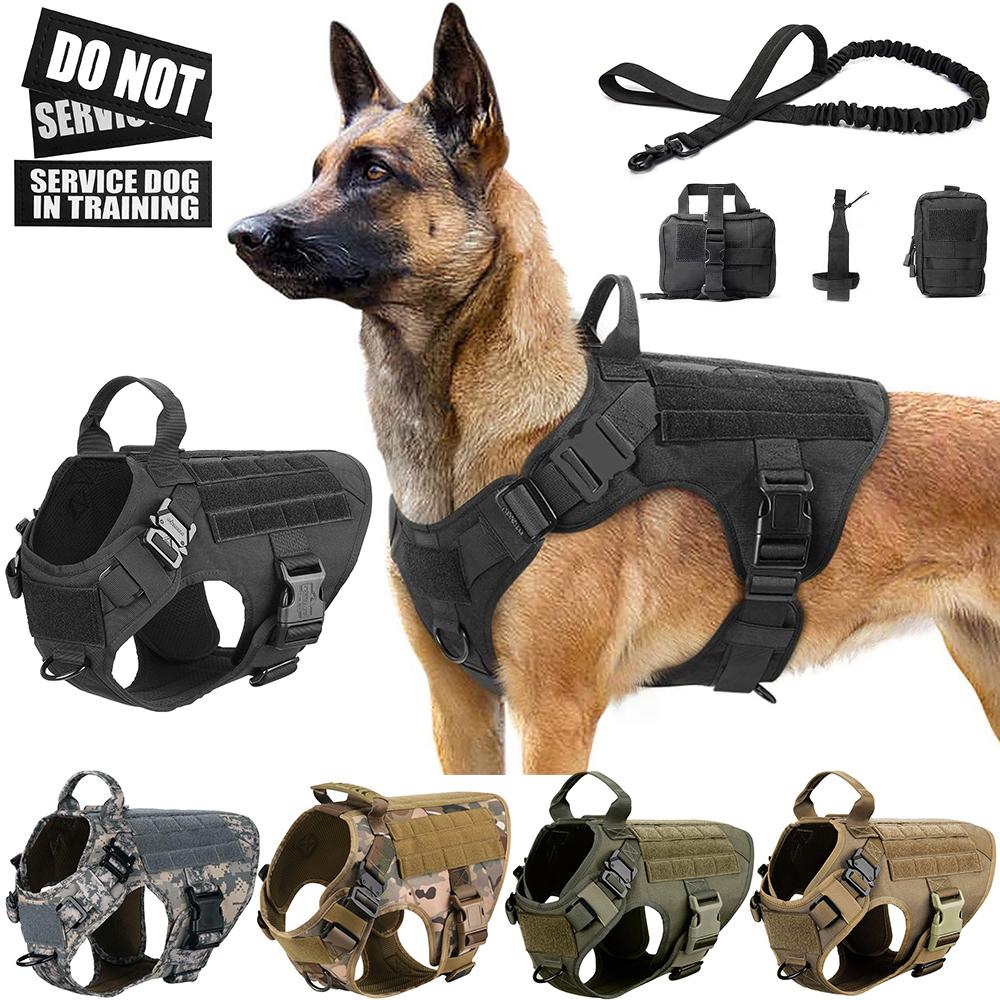 Тактическая шлейка для собак, тренировочный жилет для собак, металлическая пряжка, шлейка и поводок для собак, комплект для маленьких и больших собак